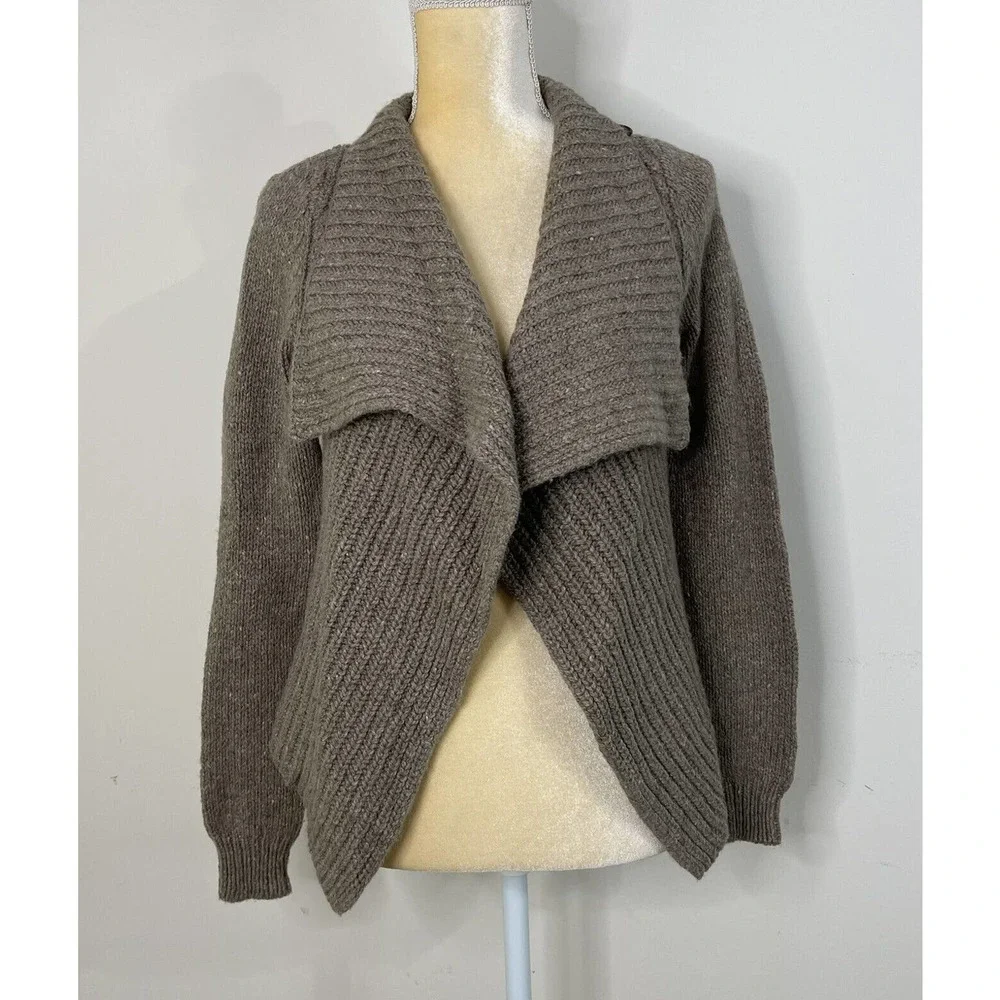 Lauren Ralph Lauren Wool Alpaca Blend Cardigan Size XS Brown Drape Front - Picture 2 of 10
